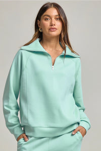 Hamptons Quarter Zip Top - Spring Mint