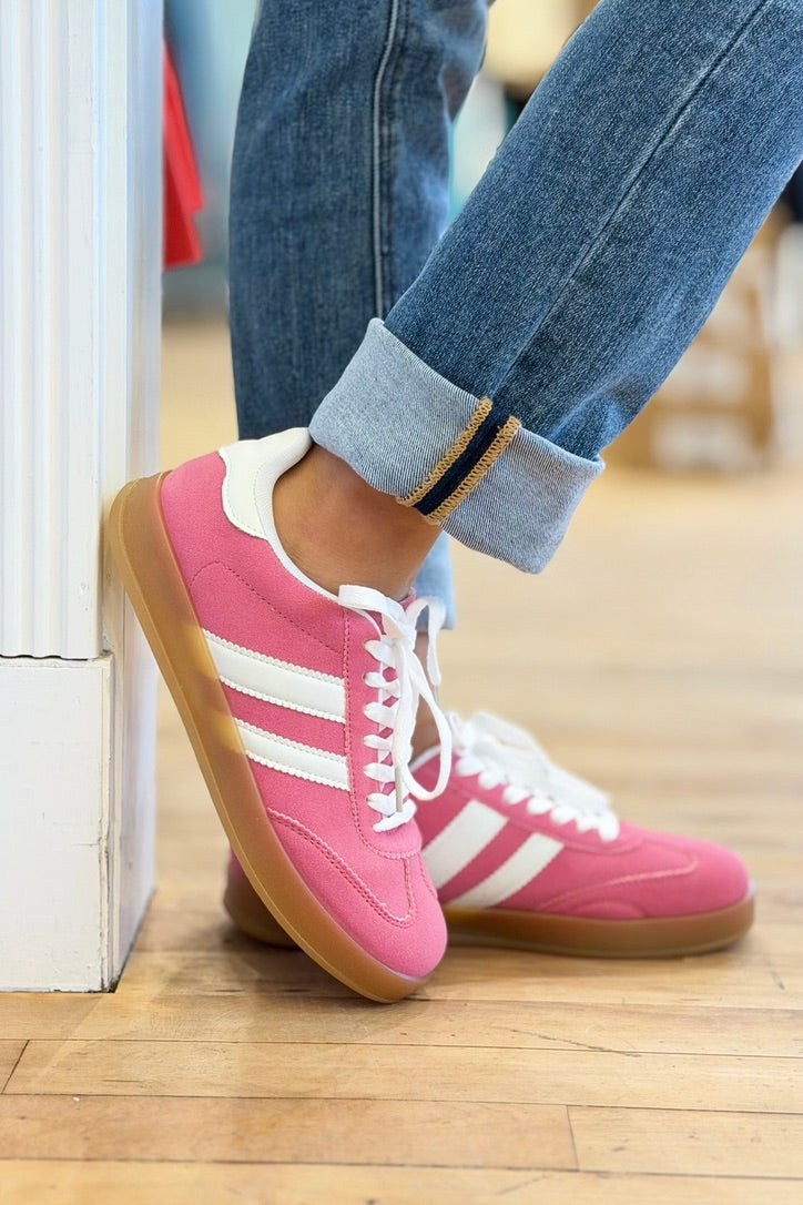 Colorful Suede Sneakers - Fuchsia