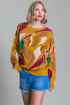 Graphic Sweater Top - Mustard