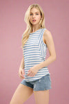 Textured Stripe Tank - Light Blue
