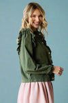 Ruffle Detail Jacket - Olive