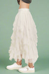 Ruffle Trim Mesh Skirt - Ivory