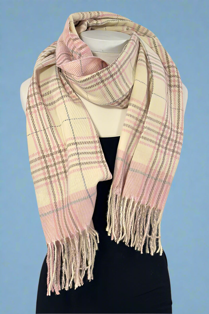 Cozy Plaid Tassel Scarf