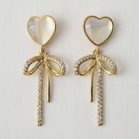 Heart Bow Tassel Earrings