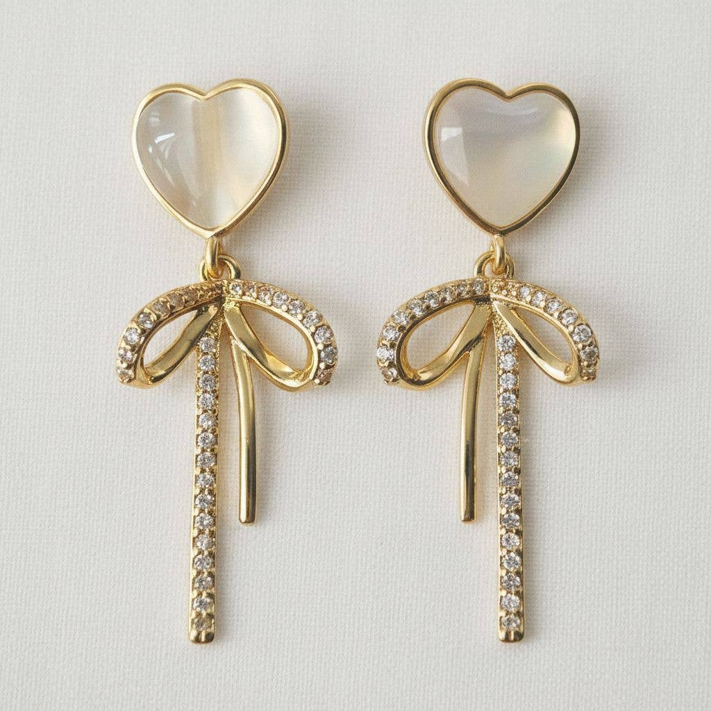Heart Bow Tassel Earrings