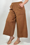 Wide-Leg Corduroy Culotte Pants - Camel