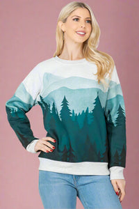Forest Print Sweatshirt - Green