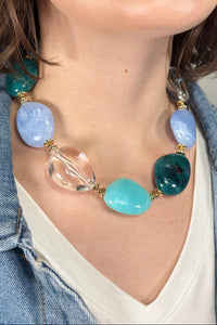 Natural Stone Bead Necklace Teal