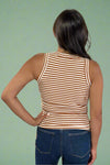 Striped Fitted Tank Top - Tan