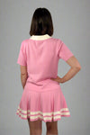 Contrast Collar Light Sweater Top - Pink