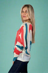 Heart Printed Knit Sweater - Cream