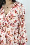 Cross Over Dress Floral Orange