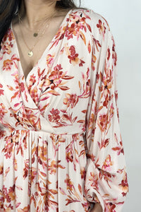 Cross Over Dress Floral Orange