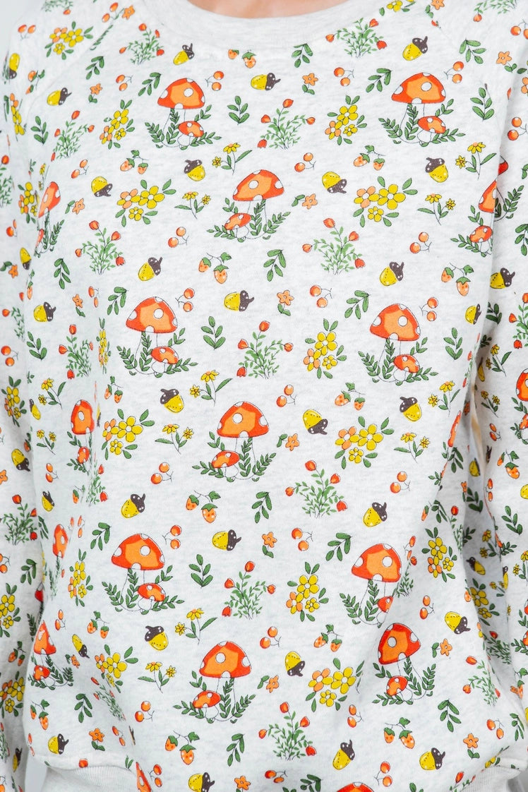 Floral & Mushroom Sweatshirt - Grey