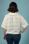 Open Knit Collared Top White