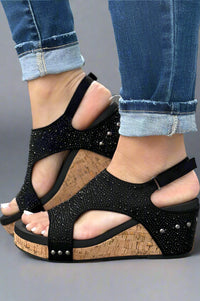 Barbara Crystal Wedge - Black