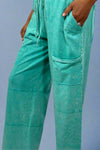 Mineral Wash High Waist Pants - Mint