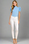 Short Puff Sleeve Bodysuit - Sky Blue