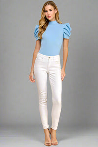 Short Puff Sleeve Bodysuit - Sky Blue