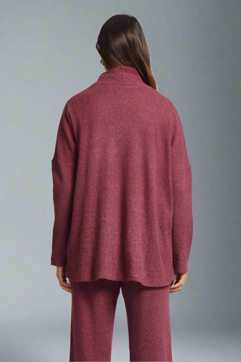 Signature Open Cardigan - Wine