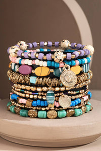 10 Layered Multi Beaded India Bracelet Teal