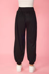 Solid Harem Pants With Pockets Black