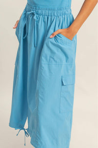 Sleeveless Cargo Midi Dress - Blue