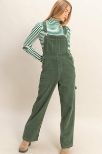 Mineral Washed Corduroy Overall - Olive
