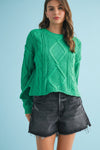 Adela Cable Knit Sweater - Lily Pad