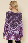 Jersey Long Sleeve Tie Dye Tunic Top - Purple