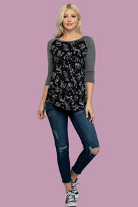 Celestial Animal Print Raglan Shirt