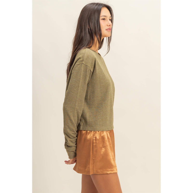 Crew Neck Cozy Sweatshirt - Olive