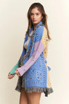 Paisley Print Contrast Cardigan - Lavender