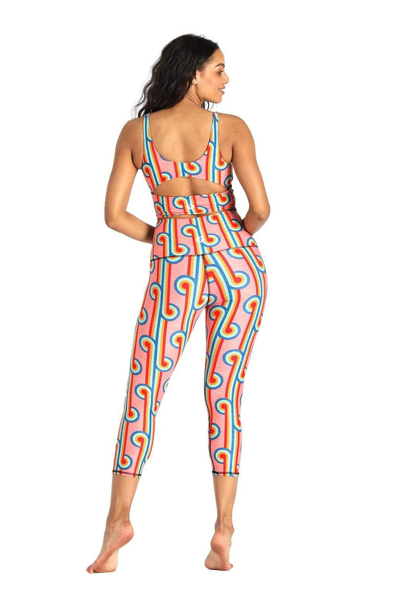 Printed Yoga Crops - Rainbow Chaser Pink