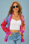 Abstract Multi Print Open Cardigan - Rose