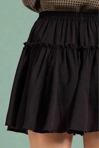 Ruffled Mini Skirt With Lining Black