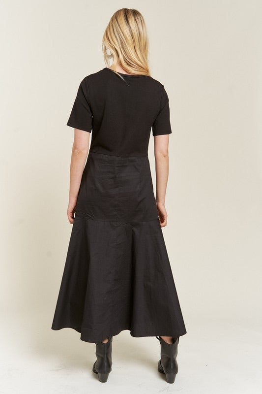 Knit Mix Dress - Black