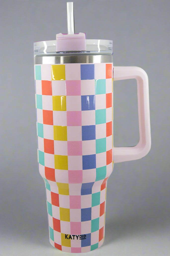 Multicolored Checkered Coffee 40 Oz Tumbler
