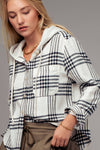 Plaid Hooded Button-Up - Ivory