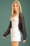 Open Stitch Bolero Cardigan - Black