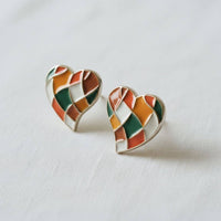 Colorful Heart Design Enamel Drop Earrings