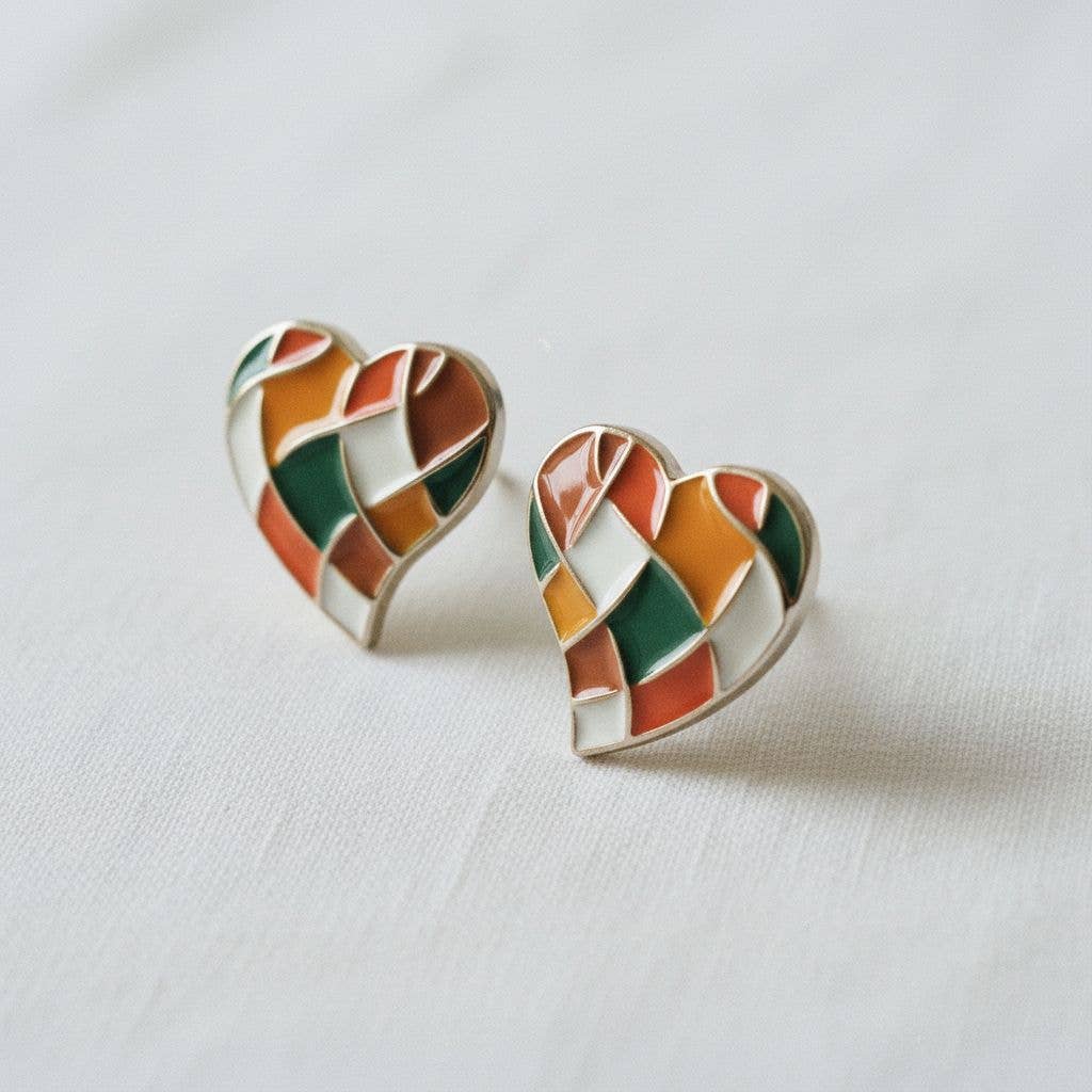 Colorful Heart Design Enamel Drop Earrings