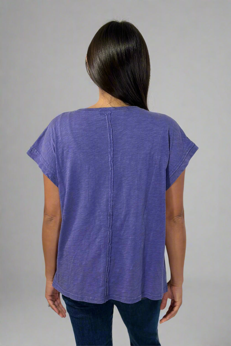 Pocket Boxy Washed Tee - Dusty Indigo