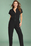 Zip Down Utility Jumpsuit - Black
