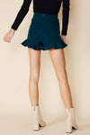 Ruffled Wrap Skort With Back Zipper - Blue