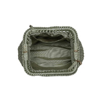Anastasia Straw Clutch With Chain Strap - Sage