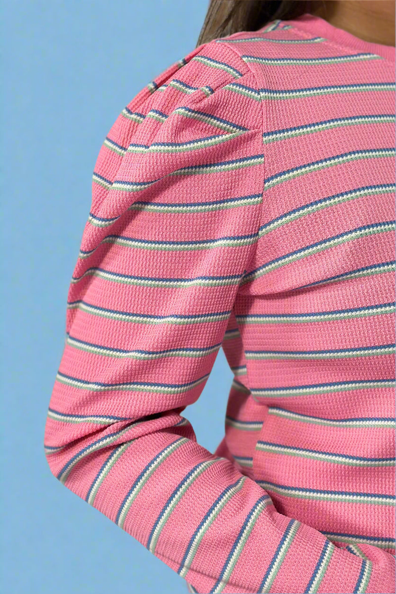 Stripe Textured Top - Rose