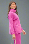 Cowl Neck Tunic Top - Magenta