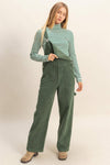 Mineral Washed Corduroy Overall - Olive