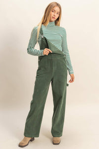 Mineral Washed Corduroy Overall - Olive